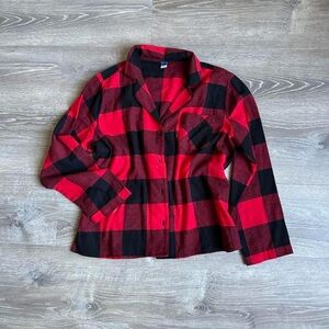 Old Navy Red and Black Plaid ‘Match The Fam’ Flannel Button Down